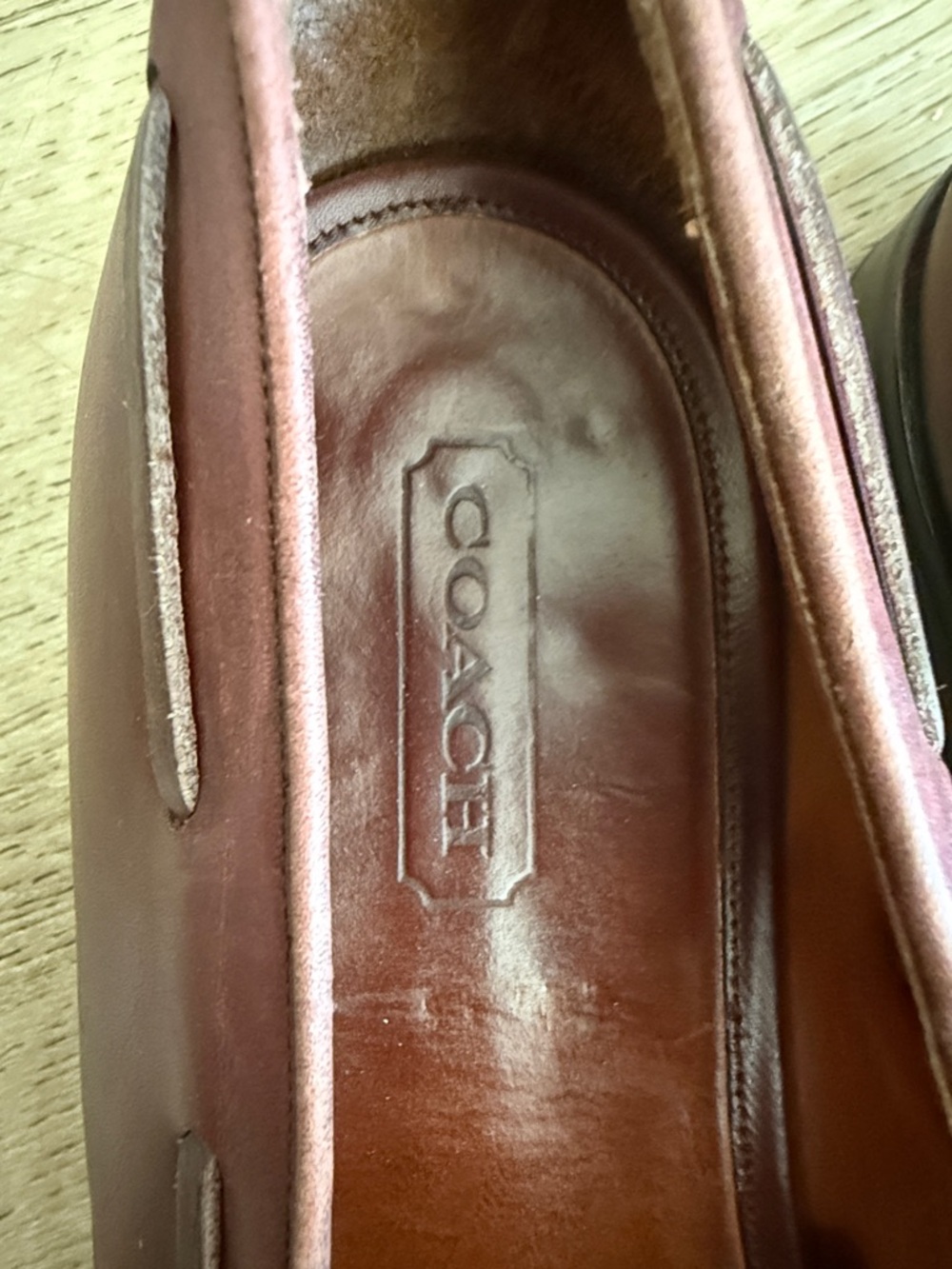 Men's COACH Tassel Loafers in Burgundy Leather - Picture 2 of 5